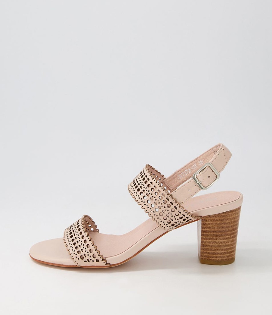 DJANGO & JULIETTE Crista Nude Leather Sandals | Heels