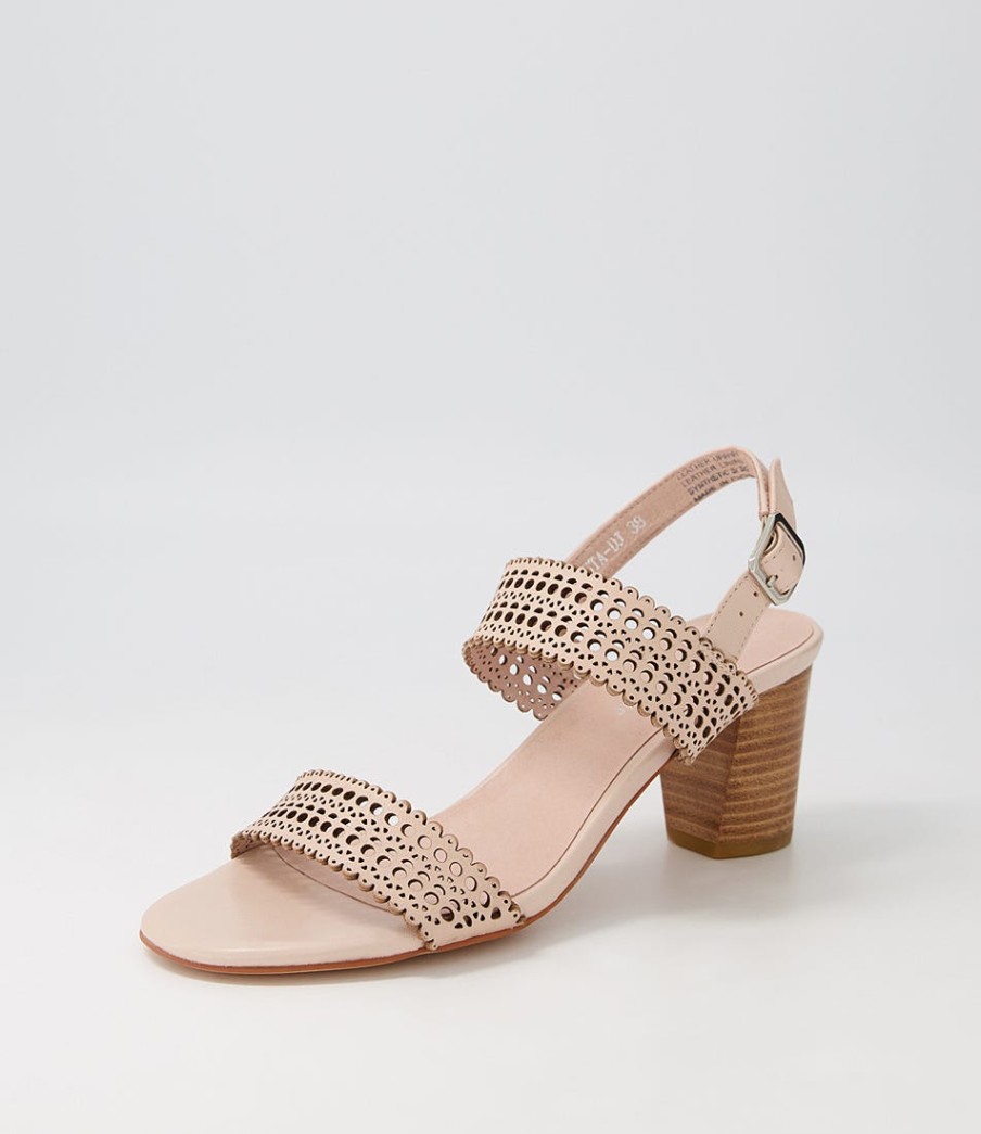 DJANGO & JULIETTE Crista Nude Leather Sandals | Heels