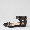 ZIERA Bethie W Black Leather Sandals | Flats