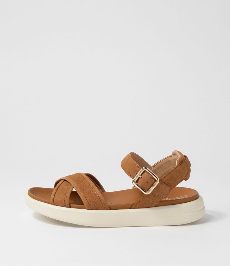 GEOX D Xand 2S B Cognac Nubuck Sandals | Comfort