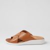 ZIERA Iyolo W Dark Tan Leather Slides | Flats