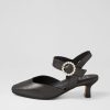 ZIERA Orella Xw Black Shimmer Leather Heels | Heels