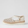 DJANGO & JULIETTE Erika Ivory Leather Flat Shoes | Espadrilles