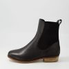 DJANGO & JULIETTE Satima Black Leather Elastic Ankle Boots | Boots