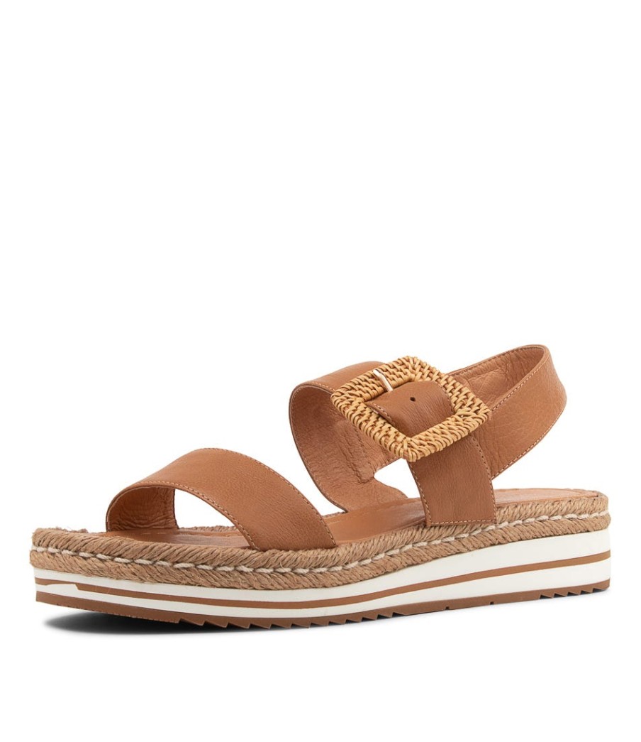 DJANGO & JULIETTE Antons Dark Tan Leather Espadrilles | Espadrilles