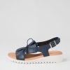 DJANGO & JULIETTE Malika Navy White Leather Sandals | Wedges