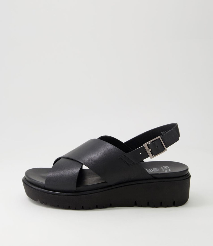 ARA Bilbao 02 Black Leather Sandals | Comfort