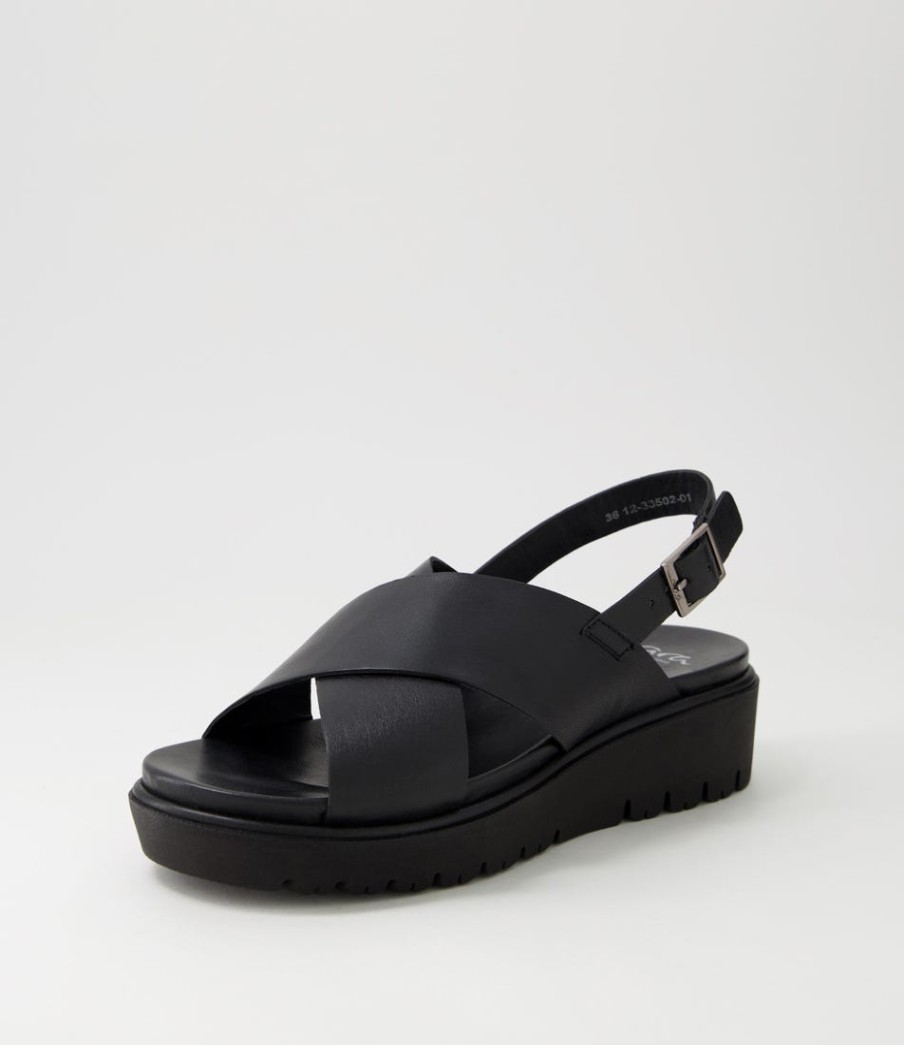 ARA Bilbao 02 Black Leather Sandals | Comfort