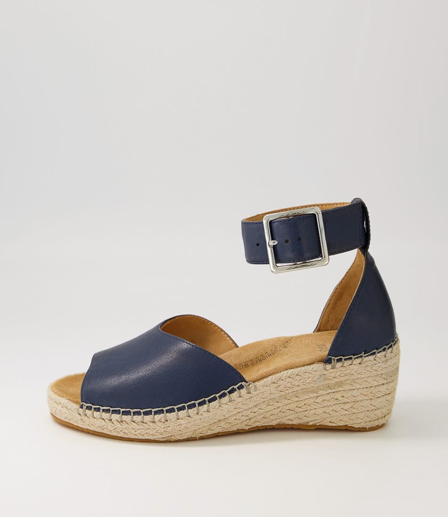 ZIERA Koen Xw Navy Leather Espadrilles | Espadrilles