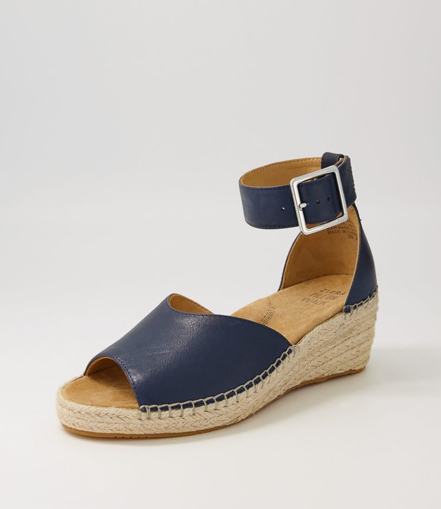 ZIERA Koen Xw Navy Leather Espadrilles | Espadrilles