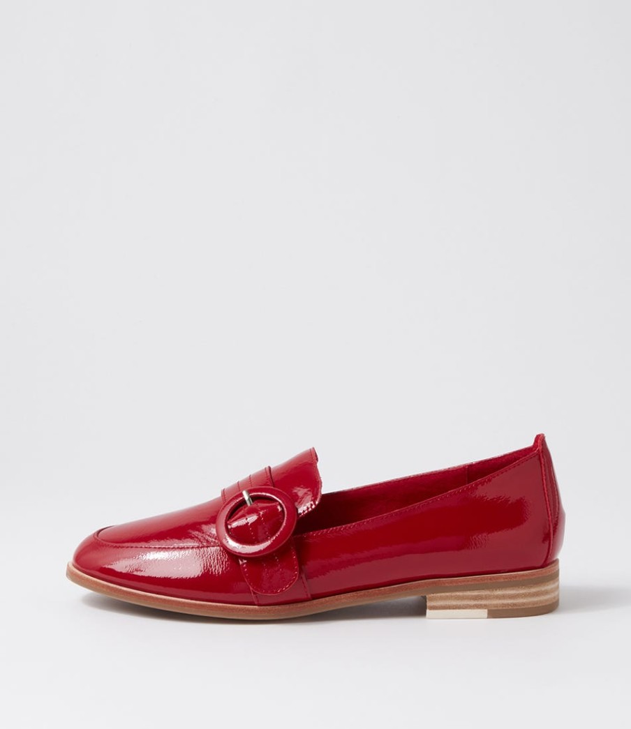 DJANGO & JULIETTE Benza Dark Red Wrinkle Patent Loafers | Loafers