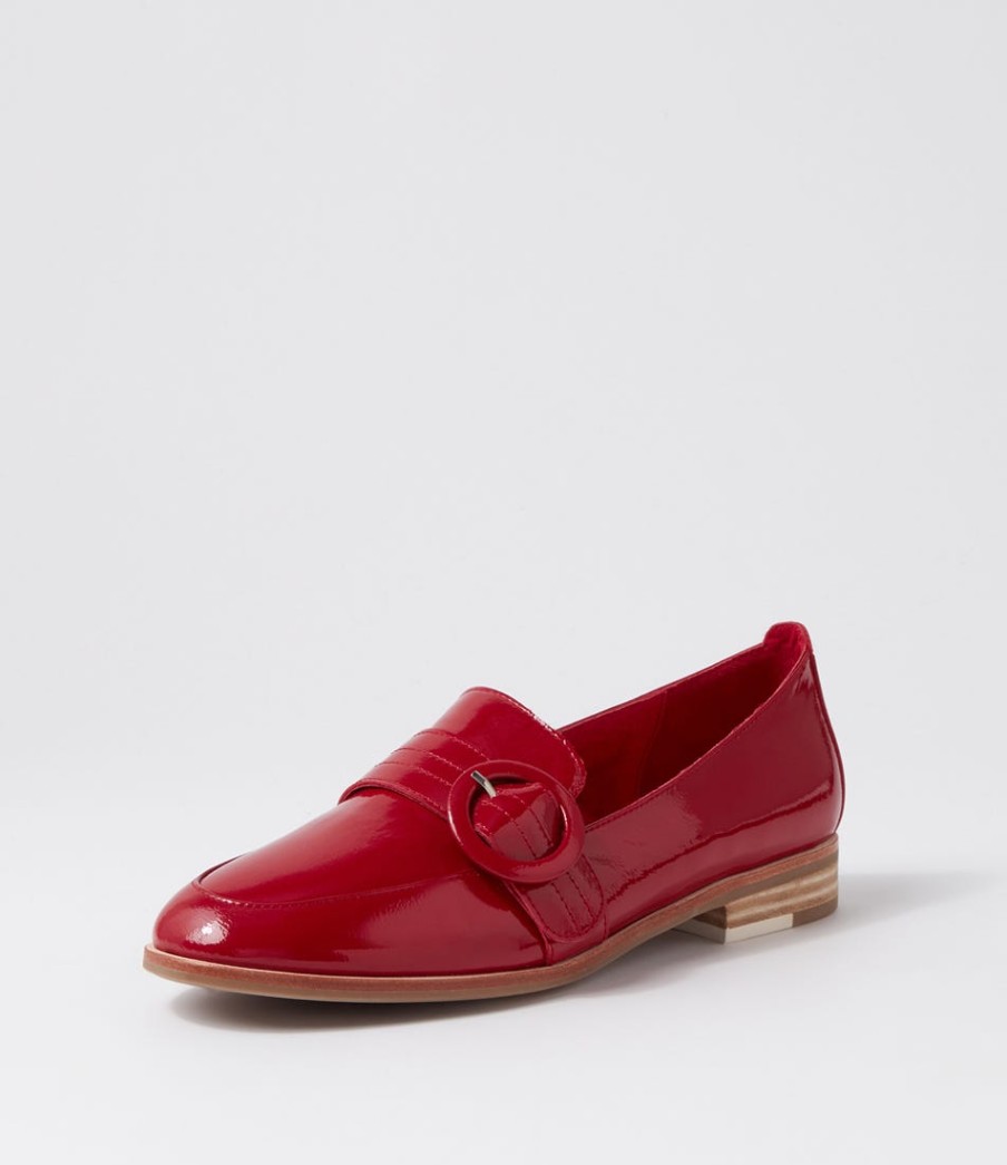 DJANGO & JULIETTE Benza Dark Red Wrinkle Patent Loafers | Loafers