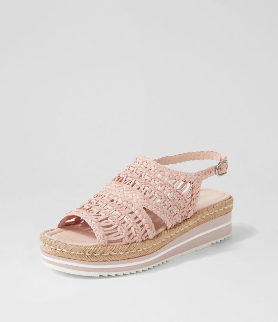 DJANGO & JULIETTE Amiri Pale Pink Woven Sandals | Espadrilles