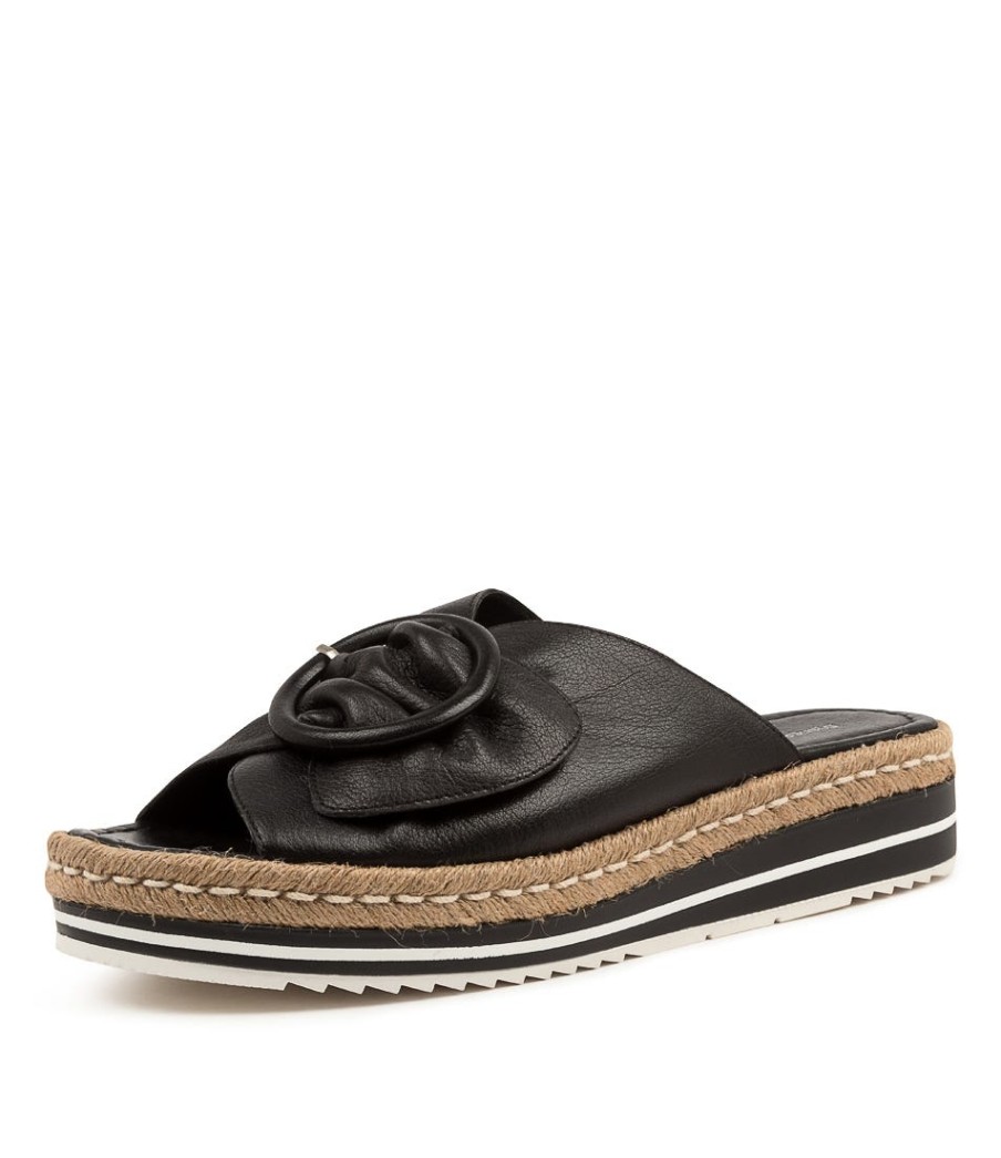 DJANGO & JULIETTE Arturo Lrg Black Leather | Espadrilles