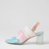 DJANGO & JULIETTE Skytles Blue Multi Vinylite Sandals | Heels