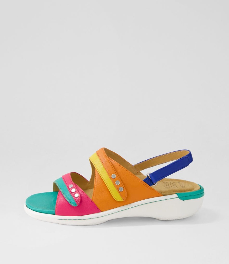 ZIERA Bizzy W Bright Multi Leather Sandals | Wedges