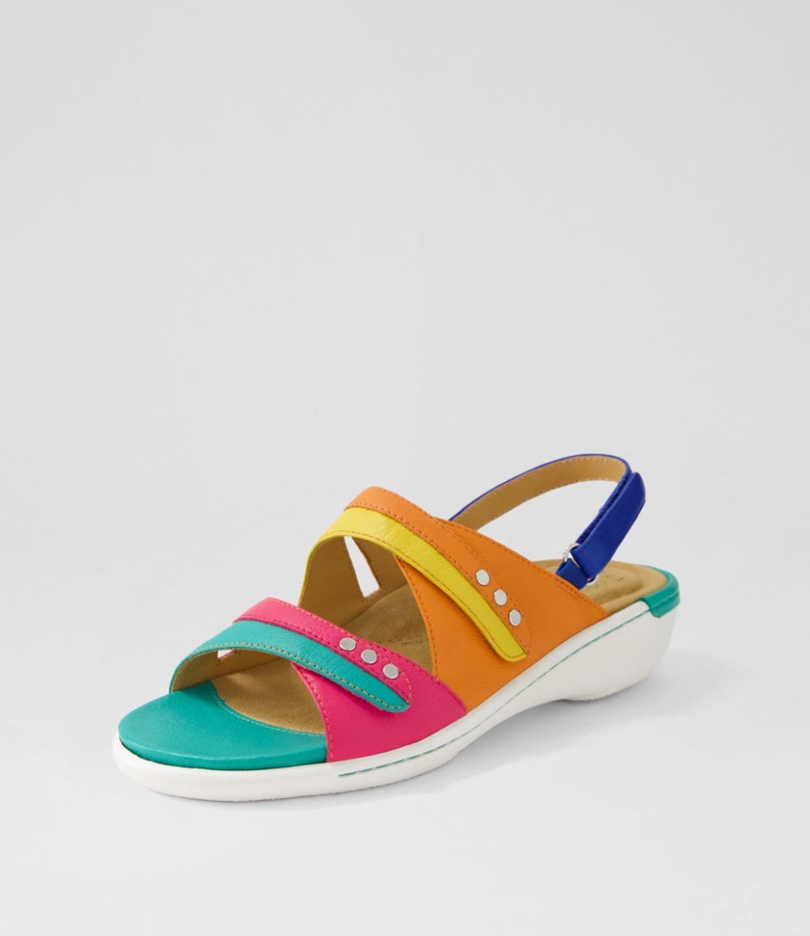 ZIERA Bizzy W Bright Multi Leather Sandals | Wedges