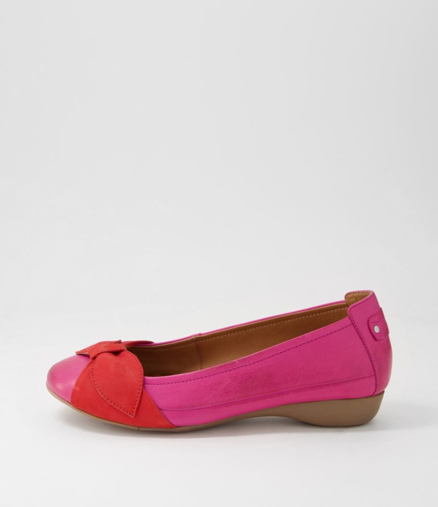 SUPERSOFT Elandy Fuchsia Red Leather Nubuck Ballet Flats | Comfort