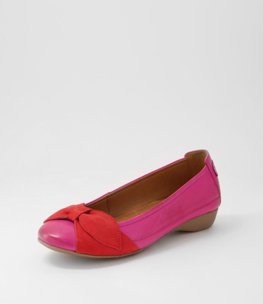 SUPERSOFT Elandy Fuchsia Red Leather Nubuck Ballet Flats | Comfort