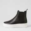 DJANGO & JULIETTE Wylder Black White Leather Elastic Chelsea Boots | Boots