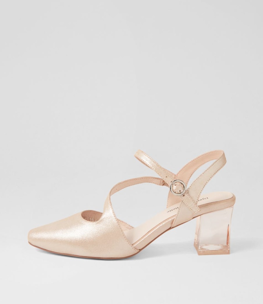 DJANGO & JULIETTE Halian Nude Shimmer Leather Heels | Heels