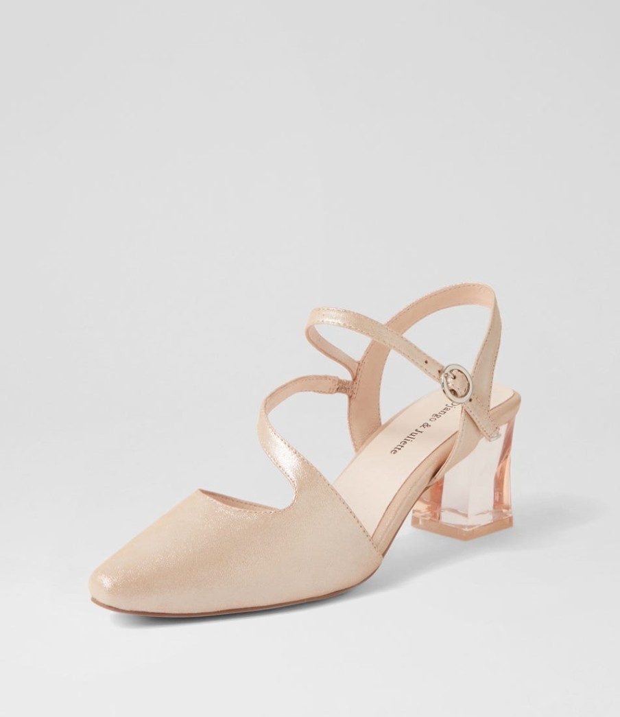 DJANGO & JULIETTE Halian Nude Shimmer Leather Heels | Heels