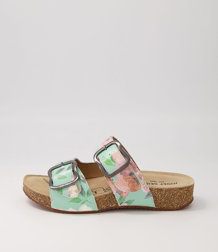 JOSEF SEIBEL Tonga 64 Mint Leather Slides | Comfort