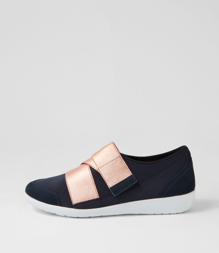 ZIERA Urban Ff Navy Rose Gold Neoprene Sneakers | Comfort