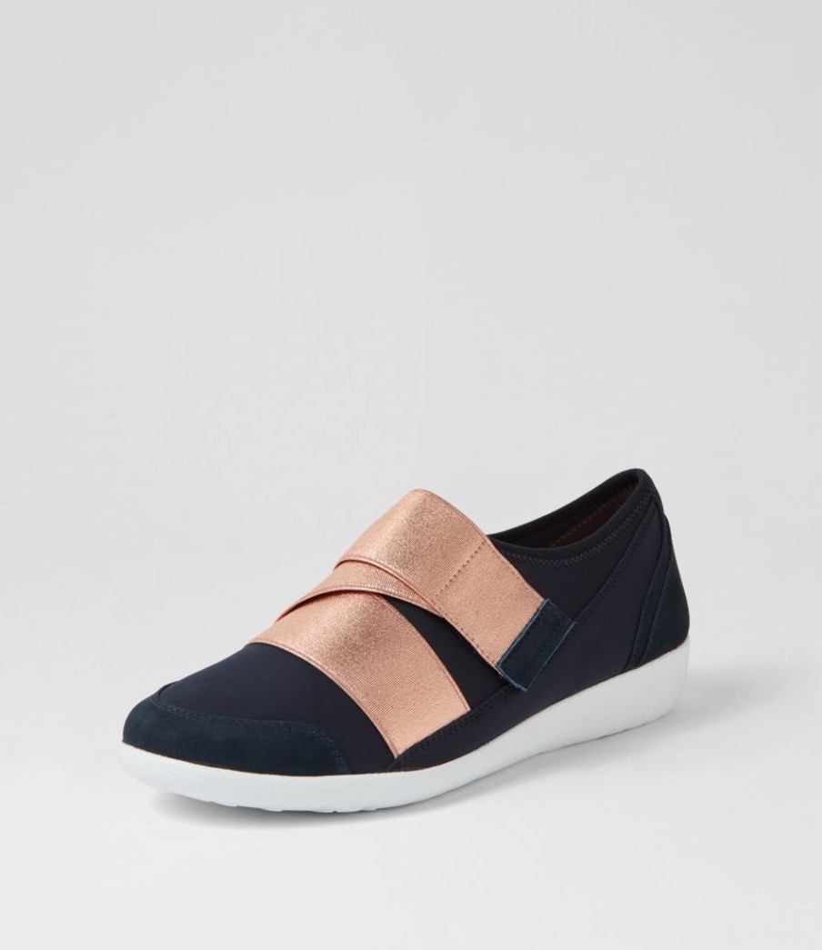 ZIERA Urban Ff Navy Rose Gold Neoprene Sneakers | Comfort