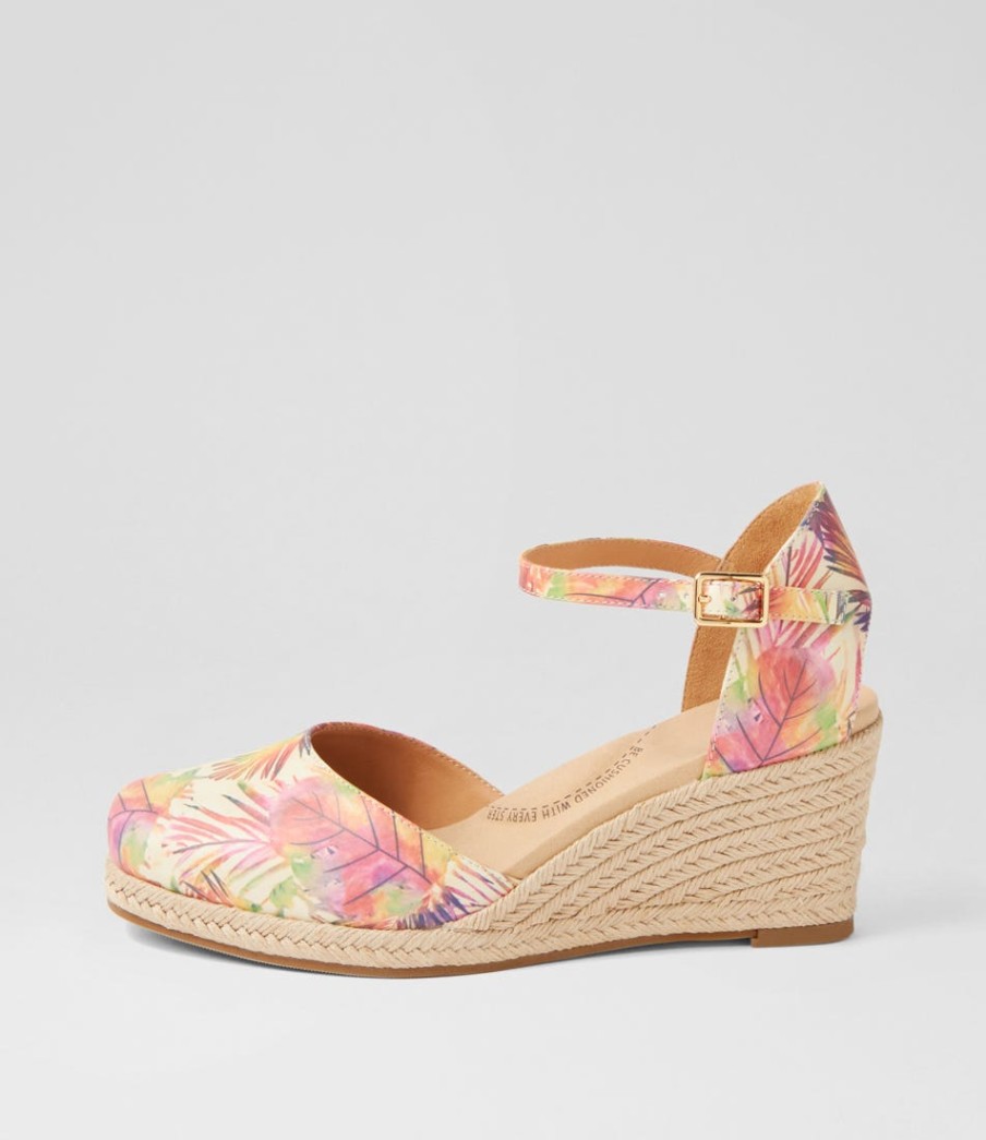 ZIERA Autumn W Multi Palms Leather Wedges | Espadrilles