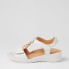 ZIERA Navvon Xw White Leather Sandals | Heels