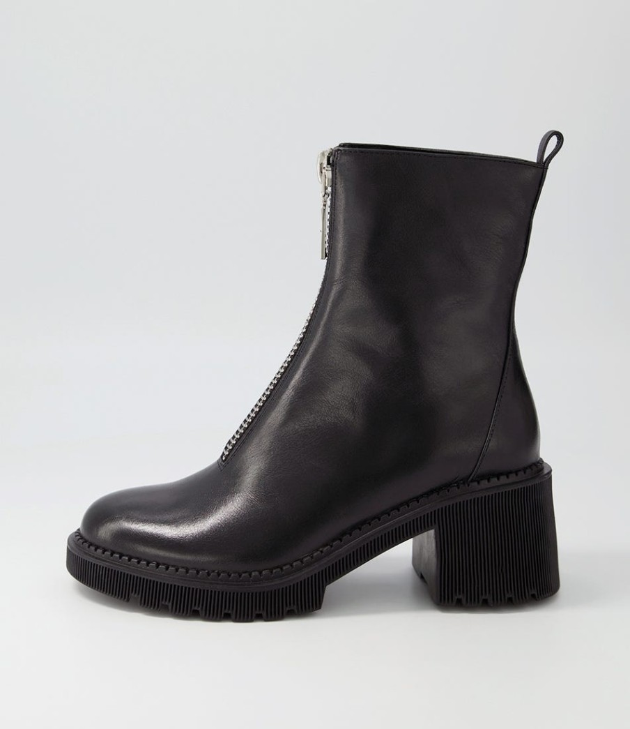 DJANGO & JULIETTE Zosia Black Leather Ankle Boots | Boots