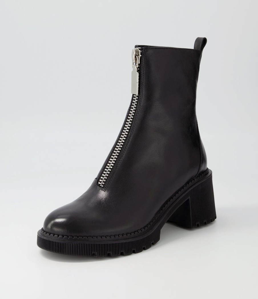 DJANGO & JULIETTE Zosia Black Leather Ankle Boots | Boots