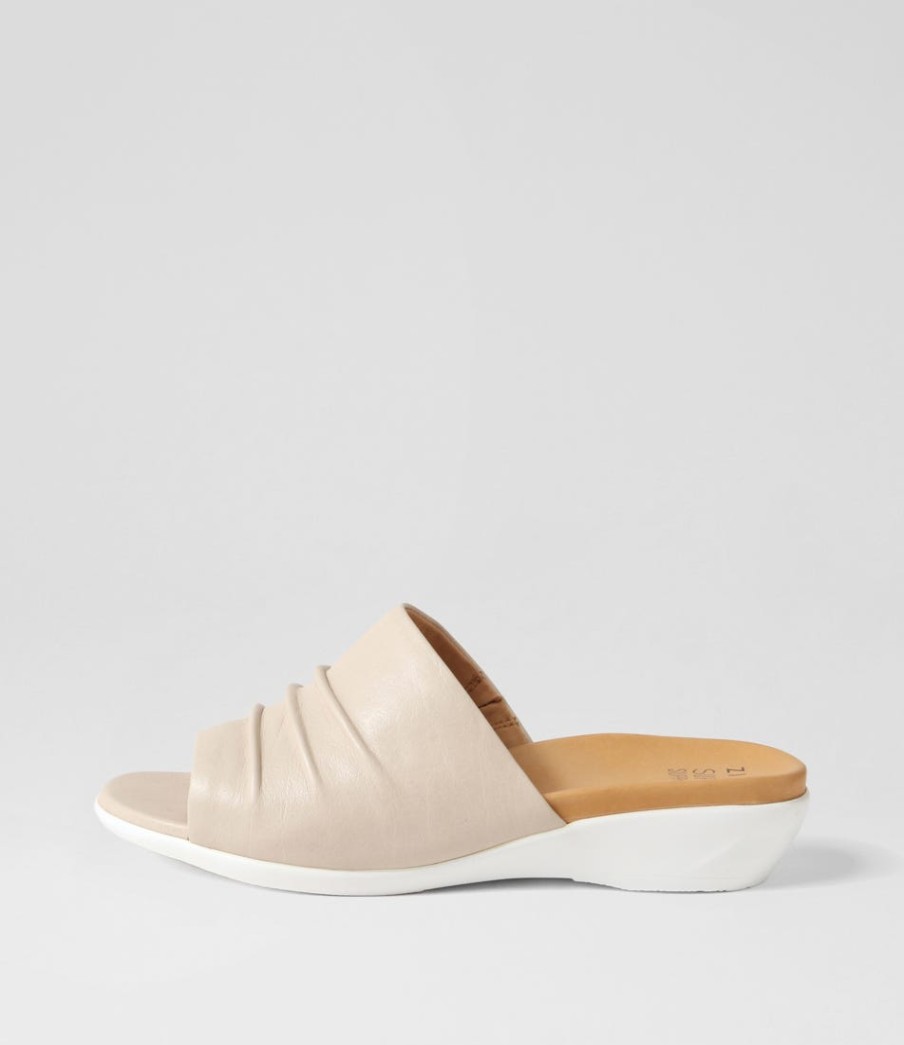 ZIERA Elija Xw Almond Leather Slides | Wedges