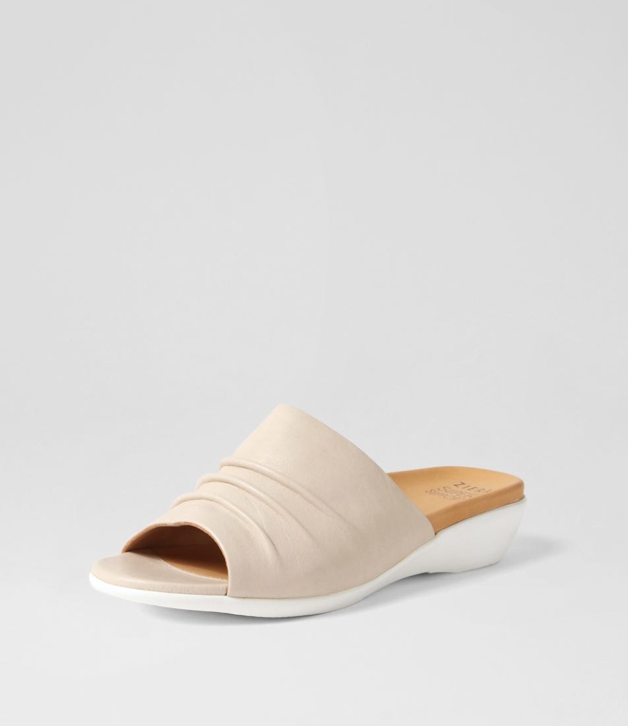 ZIERA Elija Xw Almond Leather Slides | Wedges