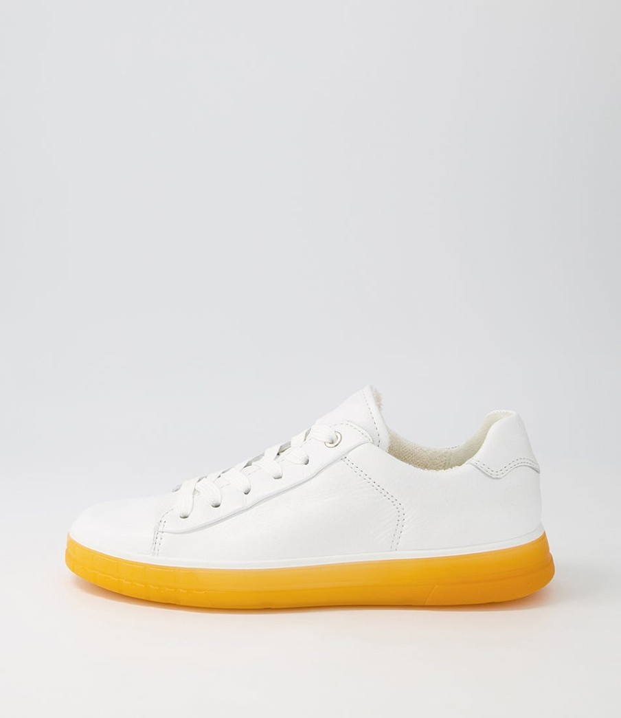 ARA Frisco White Orange Leather Sneakers | Comfort