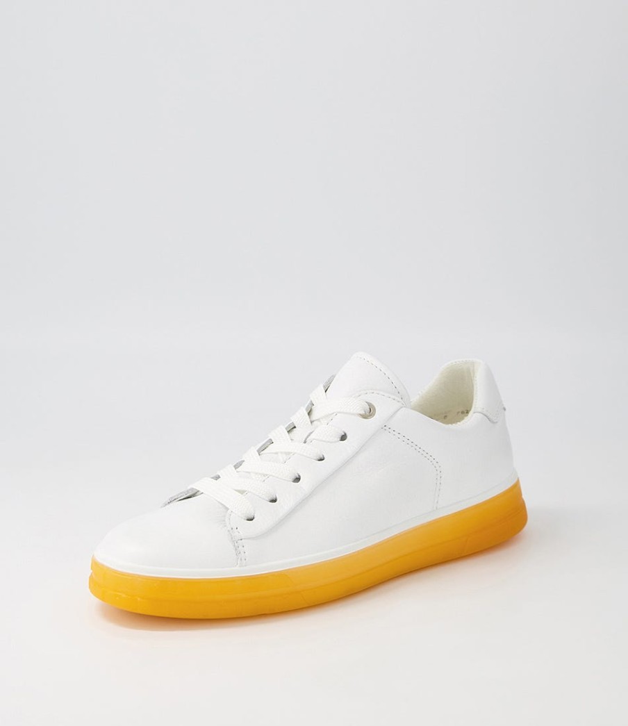 ARA Frisco White Orange Leather Sneakers | Comfort