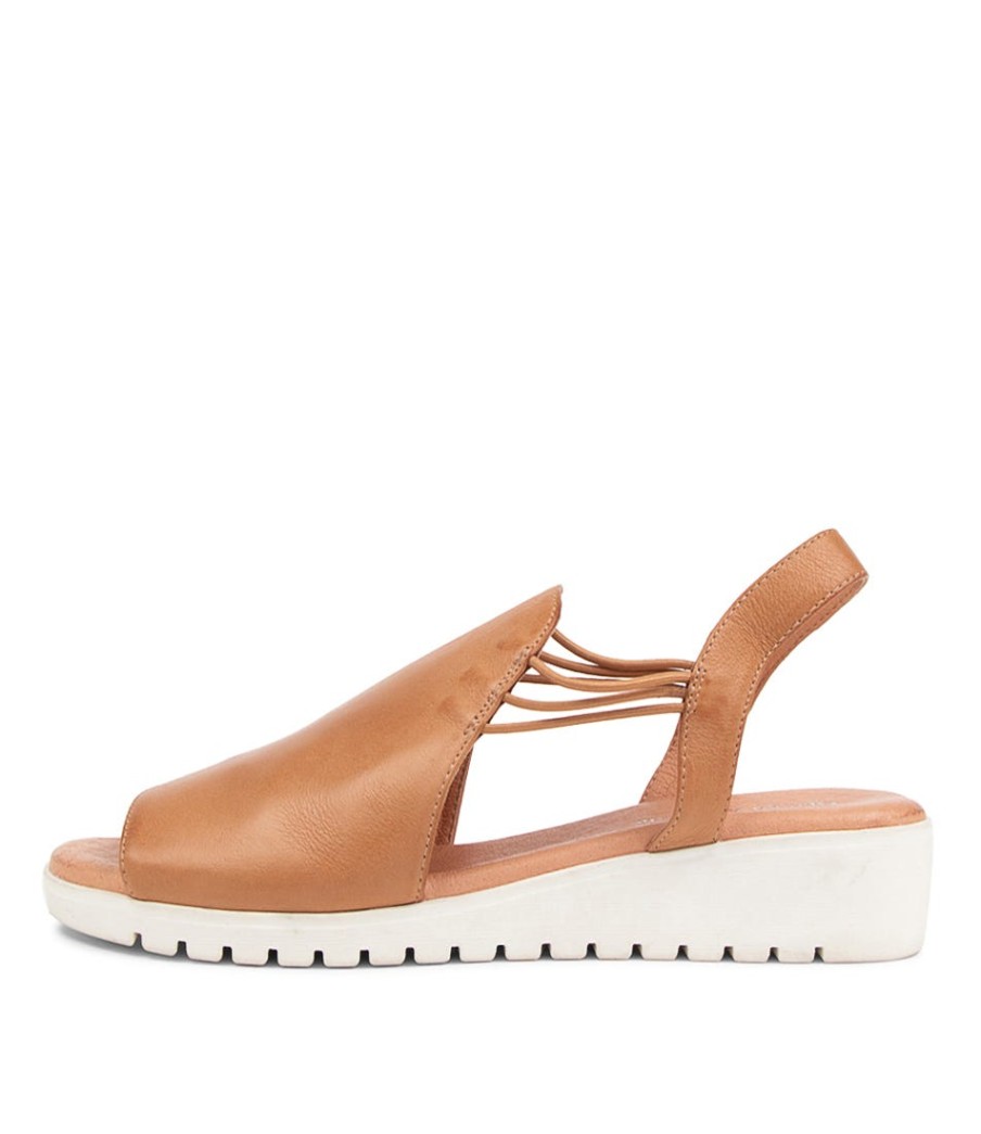 DJANGO & JULIETTE Marliss Dark Tan Leather Sandals Ws | Wedges