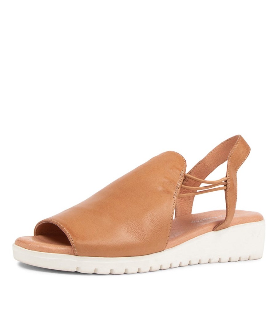 DJANGO & JULIETTE Marliss Dark Tan Leather Sandals Ws | Wedges