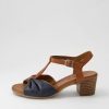 DIANA FERRARI Emin Navy Tan Leather Sandals | Heels