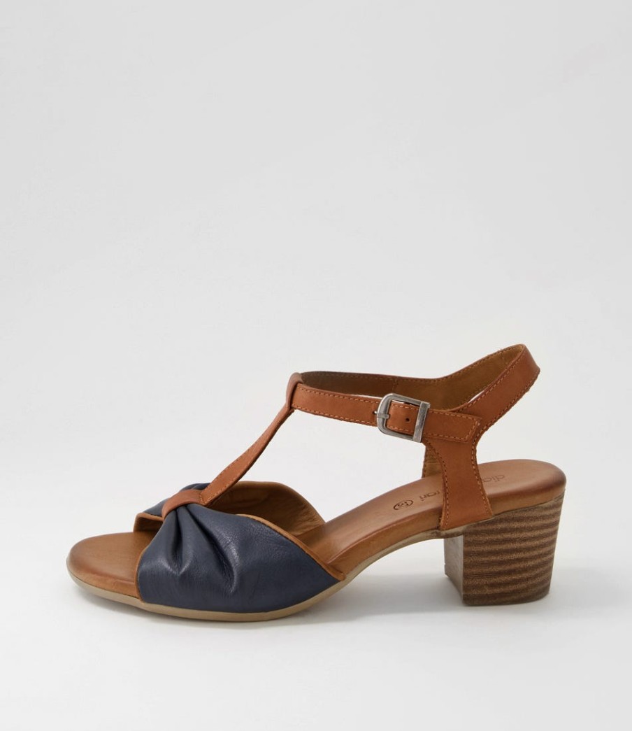 DIANA FERRARI Emin Navy Tan Leather Sandals | Heels