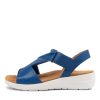 ZIERA Nazly Xw Cobalt Leather Sandals | Wedges