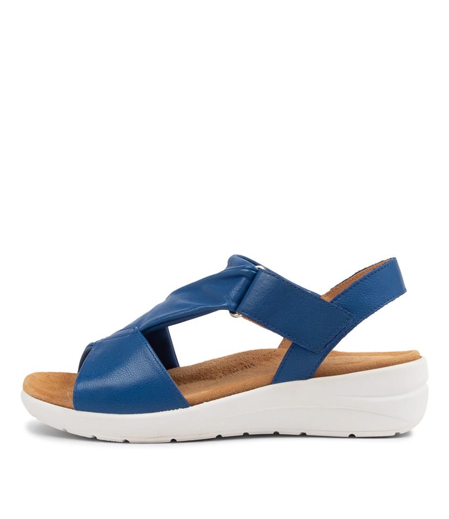 ZIERA Nazly Xw Cobalt Leather Sandals | Wedges