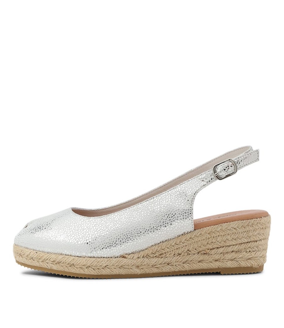 DJANGO & JULIETTE Saniarly Silver Rope Speckle Leather Sandals | Espadrilles