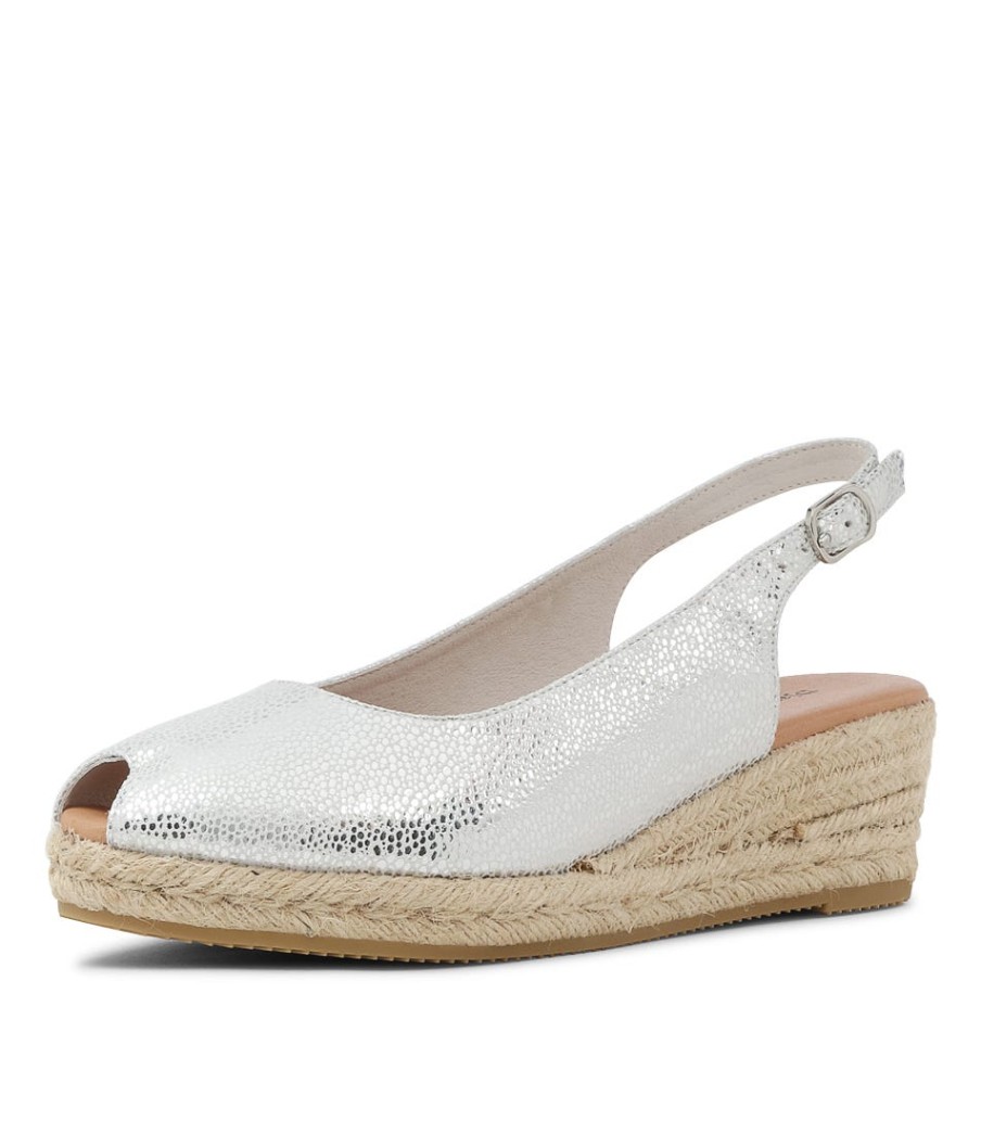 DJANGO & JULIETTE Saniarly Silver Rope Speckle Leather Sandals | Espadrilles