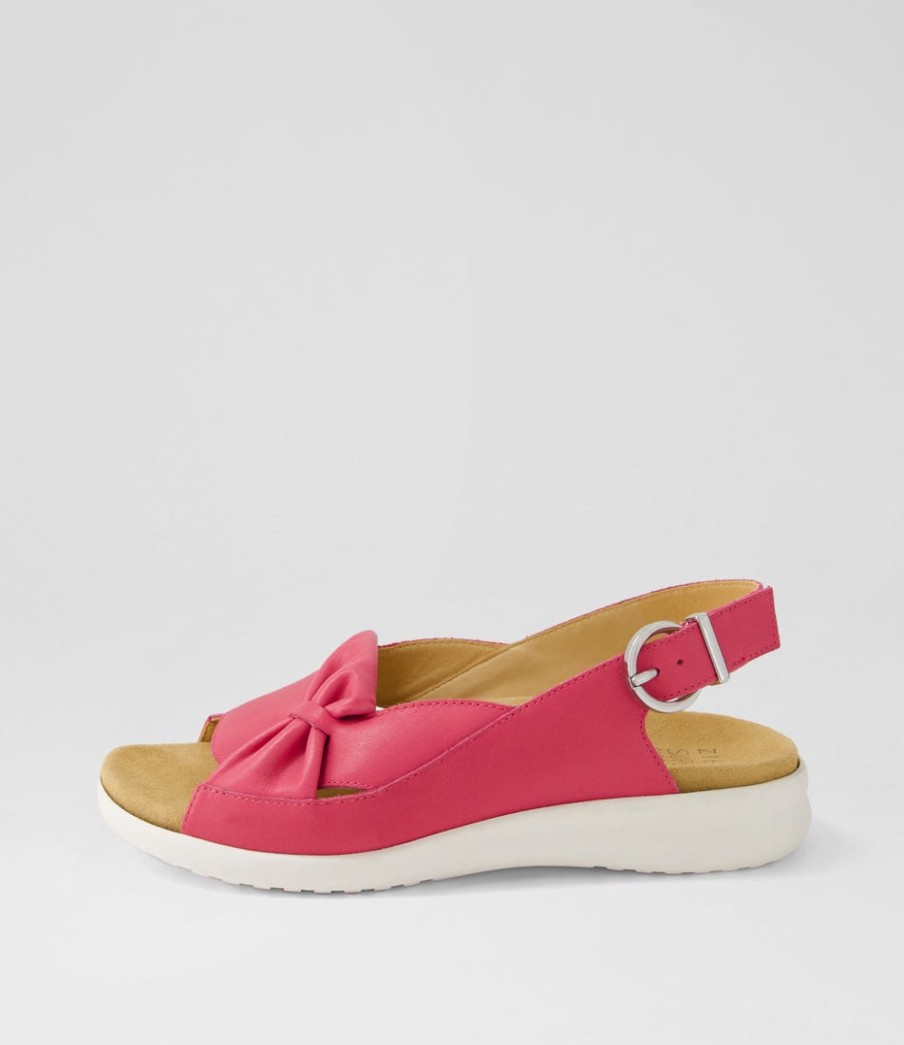 ZIERA Bari Xw Fuchsia White Leather Sandals | Wedges