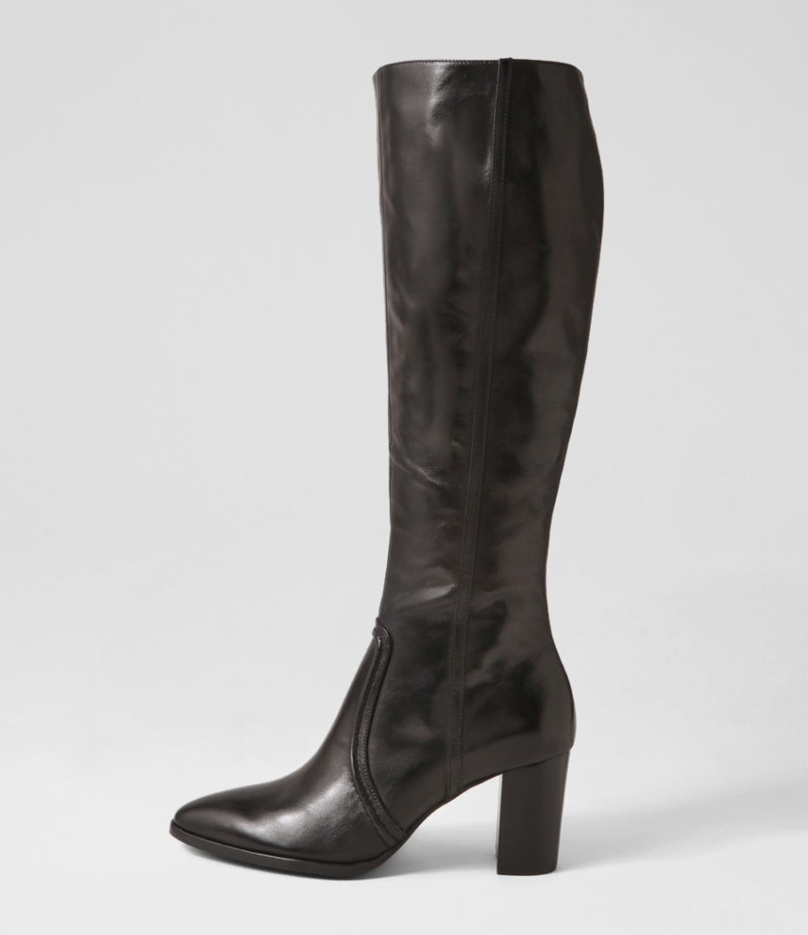 DJANGO & JULIETTE Ammies Black Leather Knee High Boots | Boots