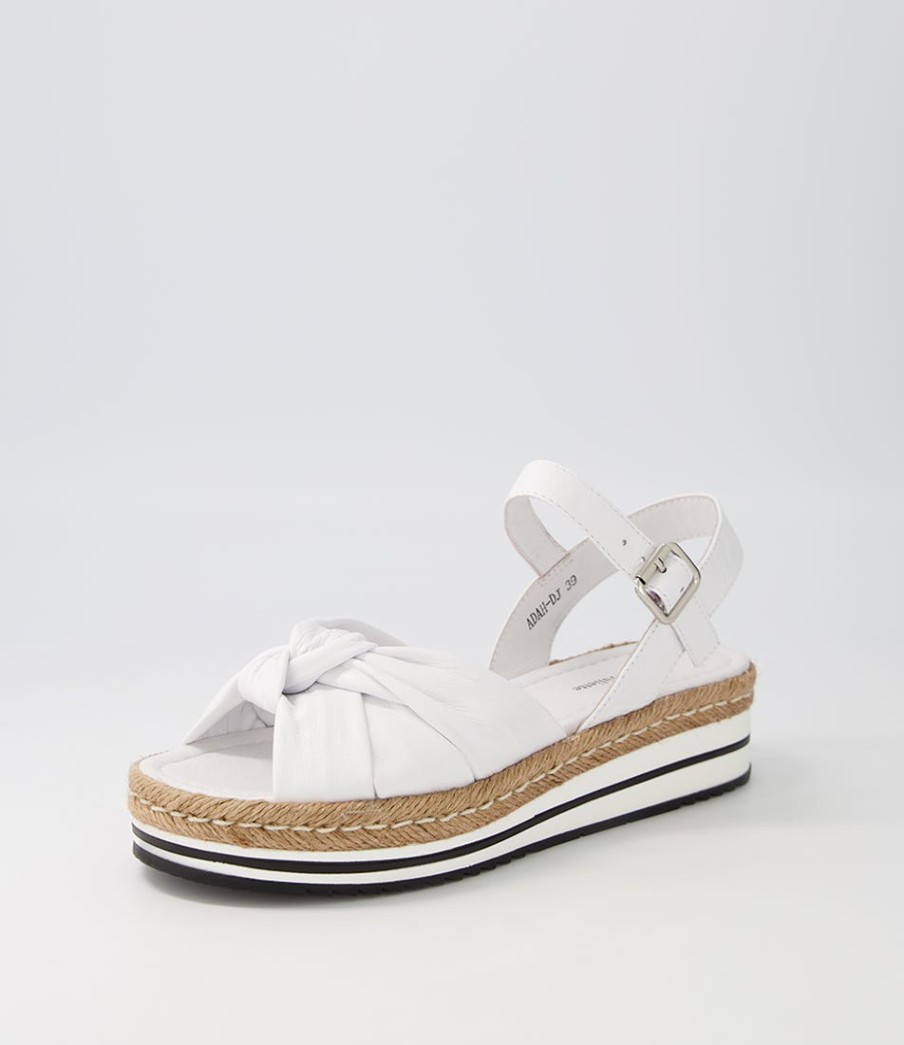 DJANGO & JULIETTE Adah White Leather Espadrilles | Espadrilles