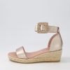 DJANGO & JULIETTE Sprout Champagne Leather Buckle Espadrilles | Espadrilles