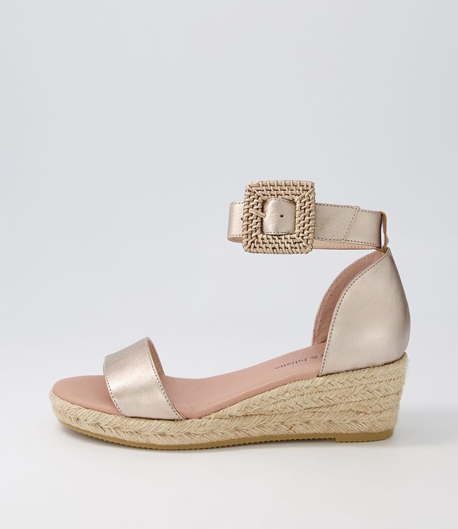 DJANGO & JULIETTE Sprout Champagne Leather Buckle Espadrilles | Espadrilles